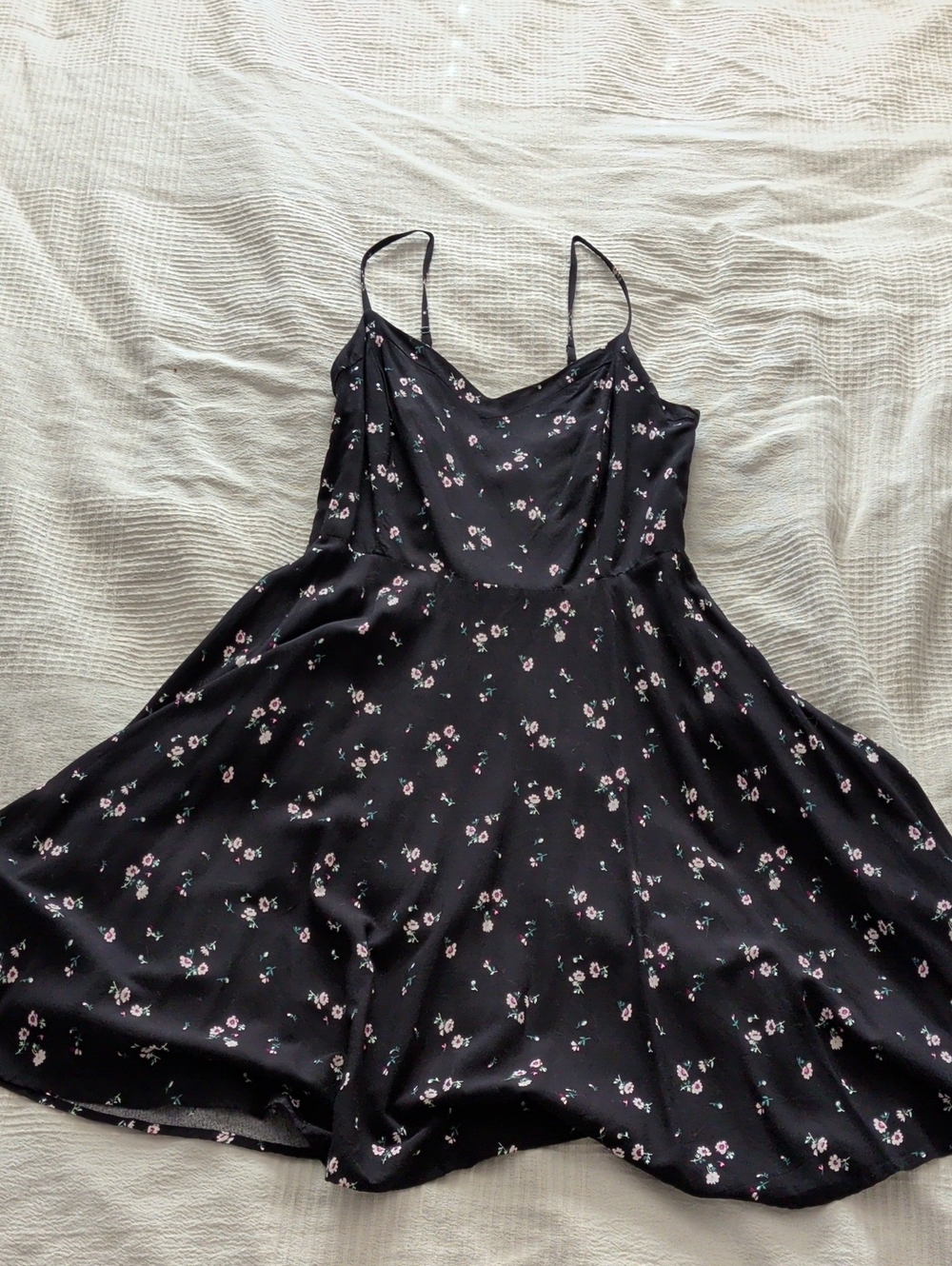 Old Navy Black Mini Slip Dress with Pink Floral Print
